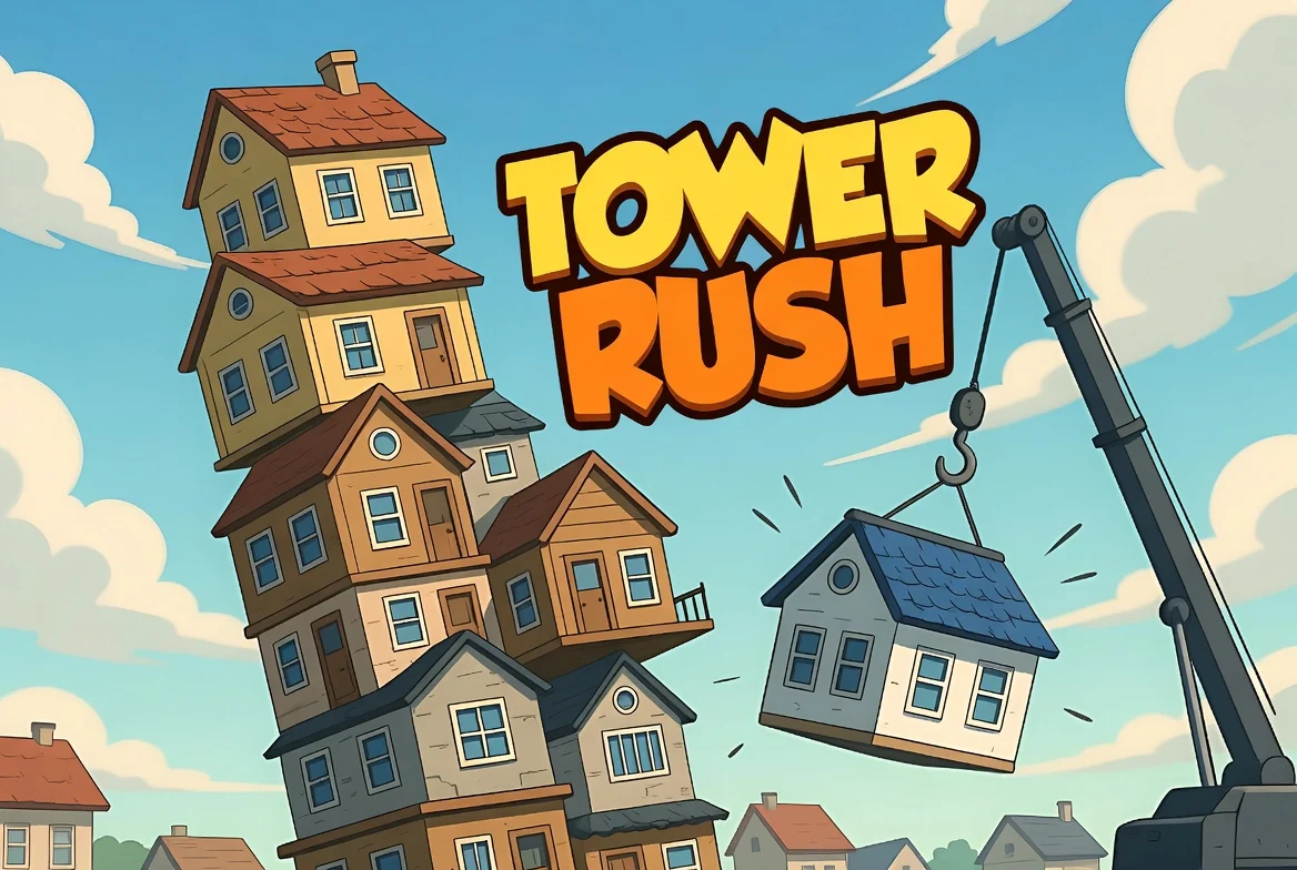 Tower Rush tower leaning as a house is lowered — weighing whether the game is real or fake